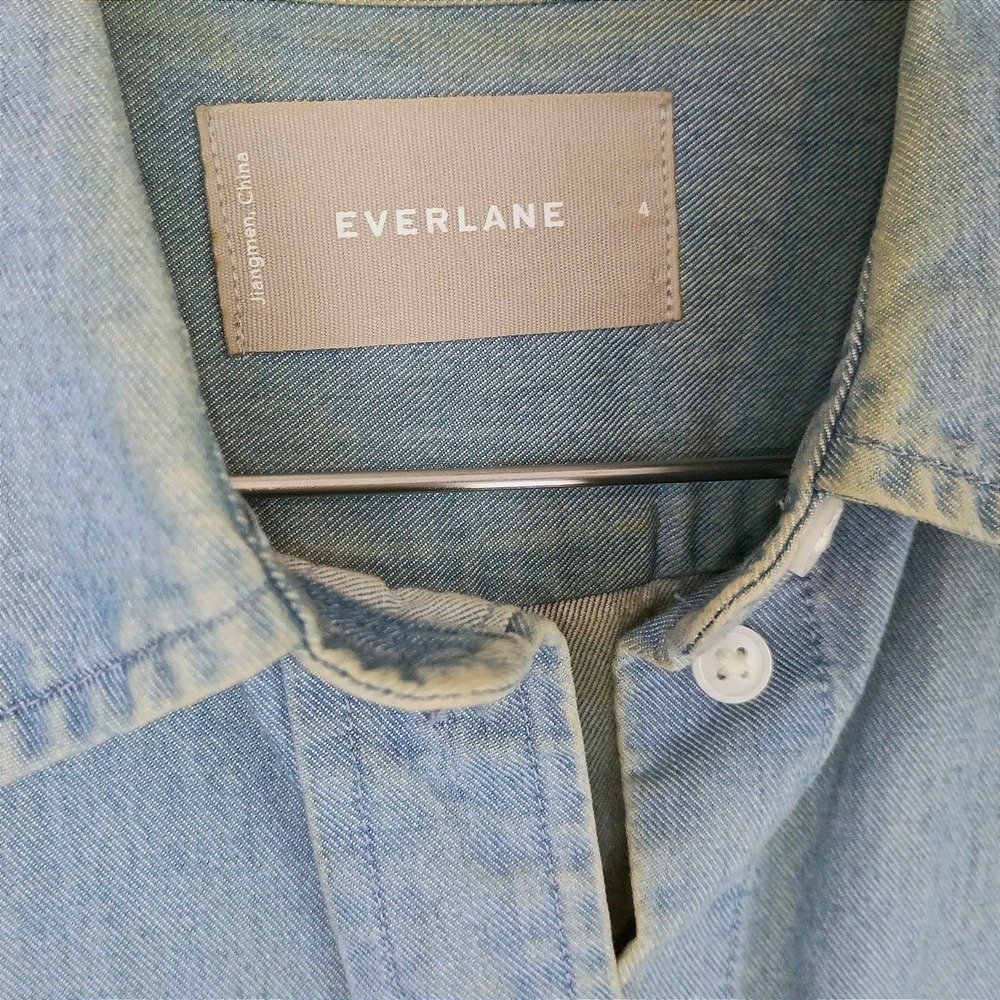 Everlane Denim Shirt Dress Womens‎ Size 4 Light Wash Long Sleeve Casual Buttons - Picture 4 of 10